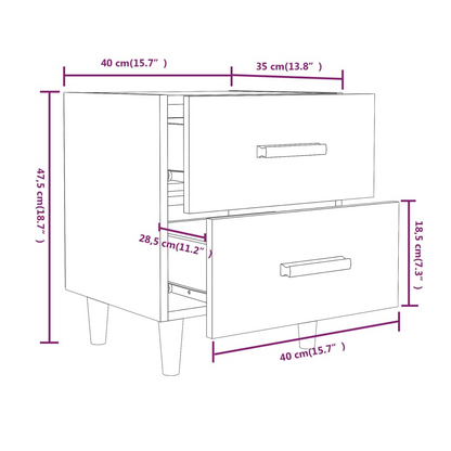 vidaXL Bed Cabinet in Smoked Oak - 40x35x47.5 cm | Stylish Scandinavian Charm & Ample Storage - BEYRUN