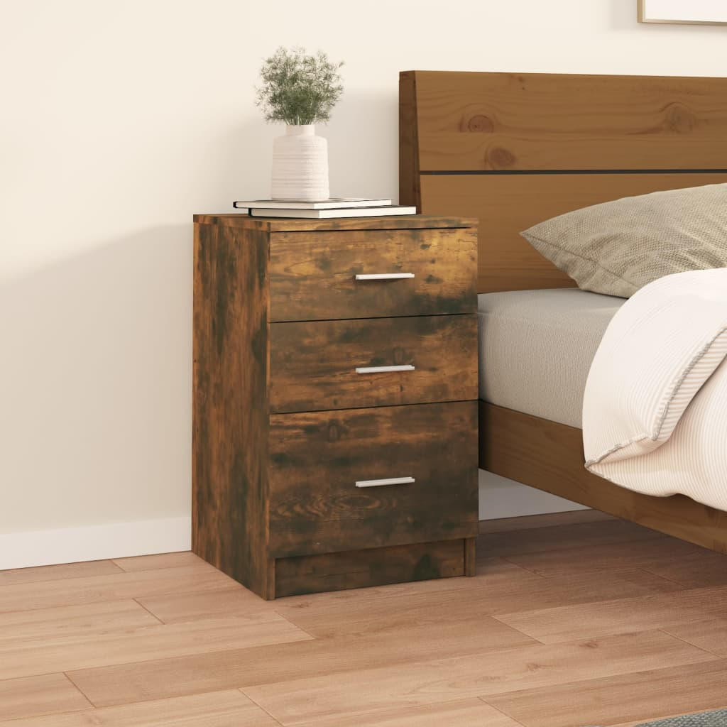 vidaXL Bed Cabinet Smoked Oak 40x40x63 cm - Stylish Engineered Wood Nightstand with Ample Storage - BEYRUN