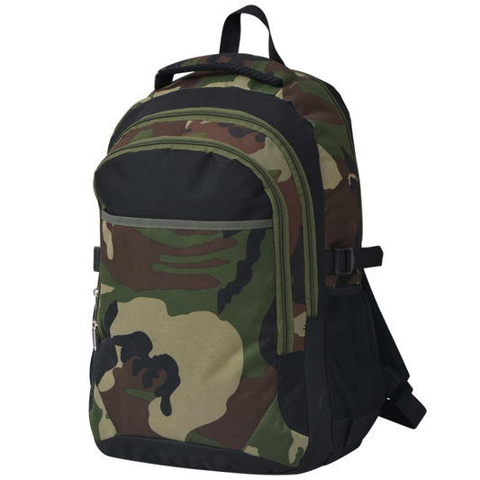 vidaXL School Backpack 40 L Black and Camouflage - BEYRUN