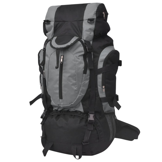 vidaXL Hiking Backpack XXL 75 L Black and Grey - BEYRUN