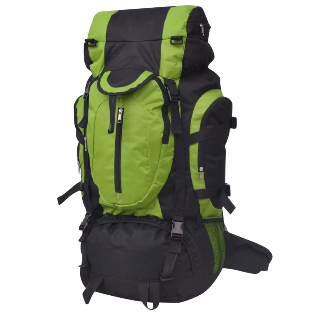 vidaXL Hiking Backpack XXL 75 L Black and Green - BEYRUN