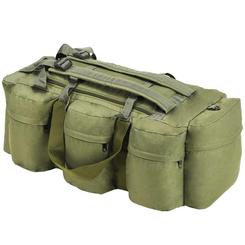 vidaXL 3-in-1 Army-Style Duffel Bag 90L Olive Green - Versatile Travel & Outdoor Bag for Adventurers - BEYRUN