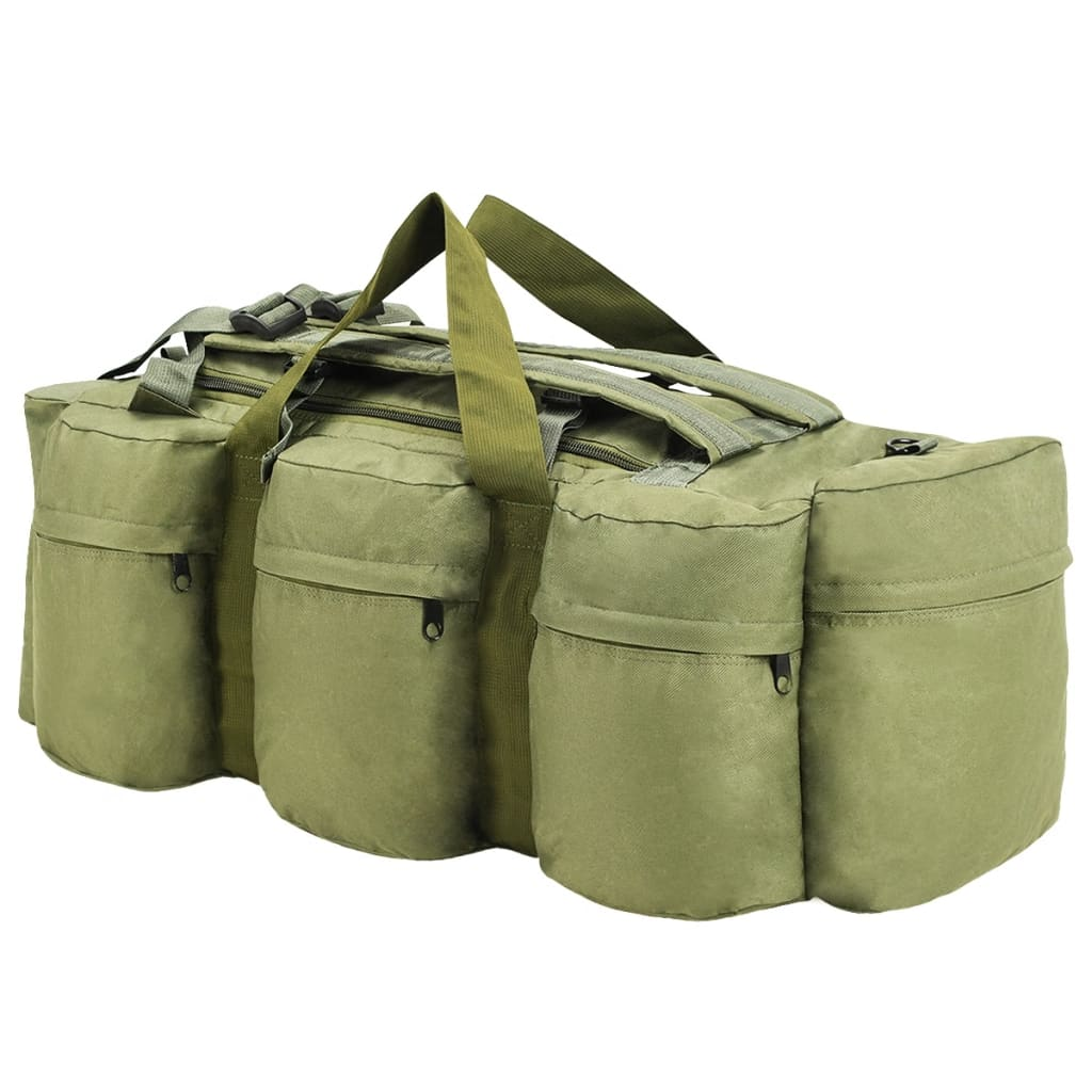 vidaXL 3-in-1 Army-Style Duffel Bag 90L Olive Green - Versatile Travel & Outdoor Bag for Adventurers - BEYRUN