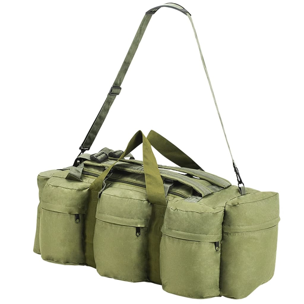 vidaXL 3-in-1 Army-Style Duffel Bag 90L Olive Green - Versatile Travel & Outdoor Bag for Adventurers - BEYRUN