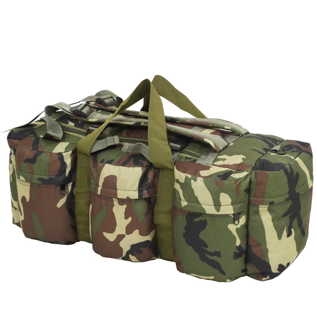 vidaXL 3-in-1 Army-Style Duffel Bag 90 L Camouflage - Versatile & Durable Travel Gear - BEYRUN