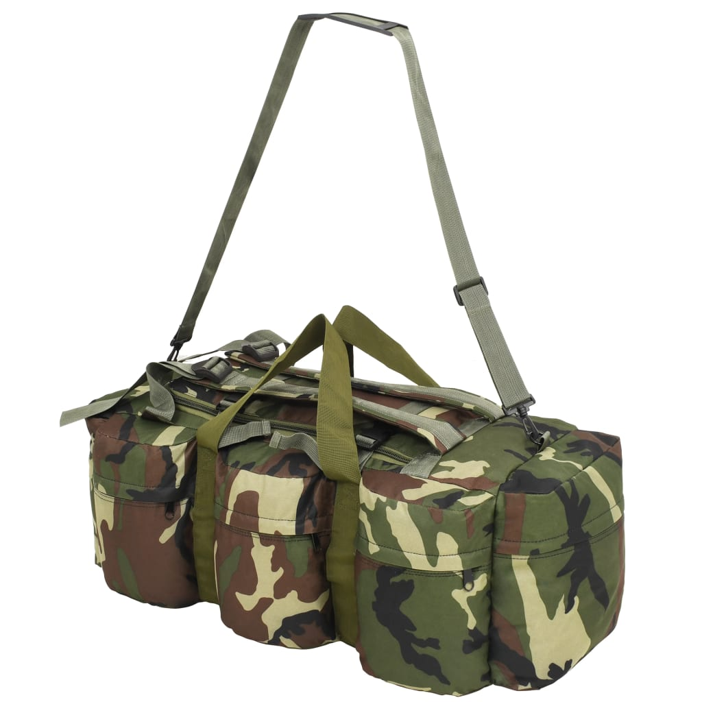 vidaXL 3-in-1 Army-Style Duffel Bag 90 L Camouflage - Versatile & Durable Travel Gear - BEYRUN