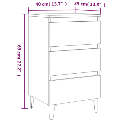 vidaXL Bed Cabinet with Metal Legs in Concrete Grey - 40x35x69 cm | Stylish & Functional Nightstand - BEYRUN