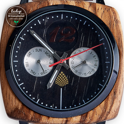 The Oak Watch - Handcrafted Vegan Timepiece | Eco-Friendly & Stylish, Upcycled Zebrawood - BEYRUN