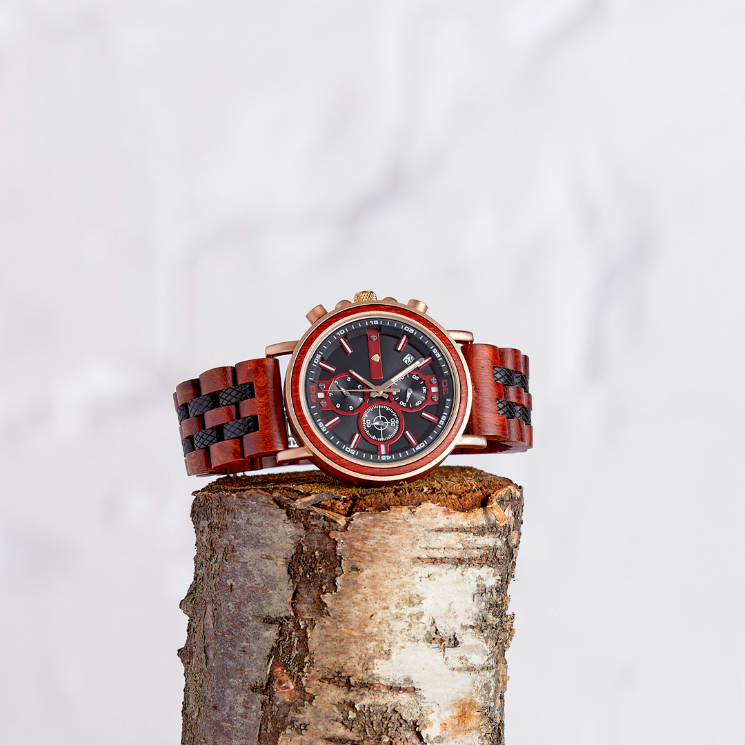 The Redwood Watch - Eco-Friendly Handmade Chronograph with Recycled Wood - BEYRUN