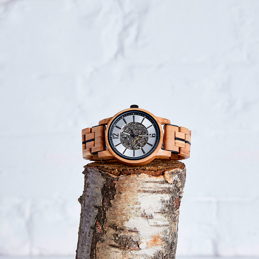 The Sycamore: Handmade Olive Wood Watch for Men - Intricate Mechanics & Sustainable Style - BEYRUN