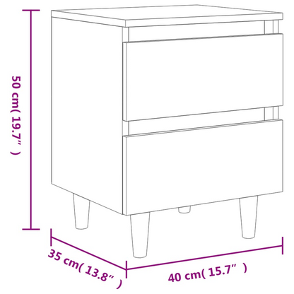 vidaXL Sonoma Oak Bed Cabinet with Solid Pinewood Legs - 2 Drawers - 40x35x50 cm - BEYRUN