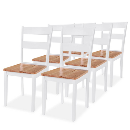 vidaXL Dining Chairs - Set of 6, White Solid Rubber Wood, Classic Elegant Design - BEYRUN