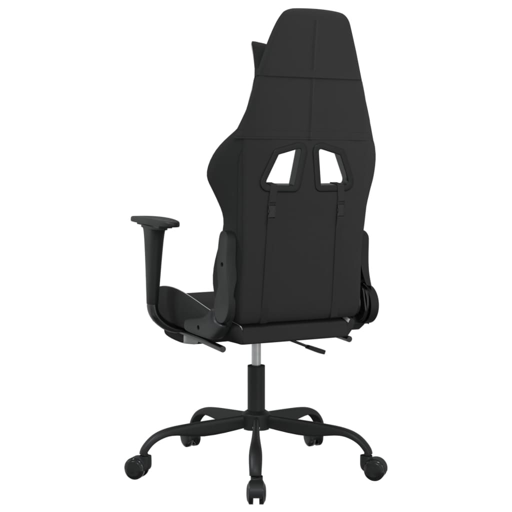 vidaXL Ergonomic Gaming Chair with Footrest – Black and White Fabric, Adjustable Recline, 360-degree Swivel - BEYRUN