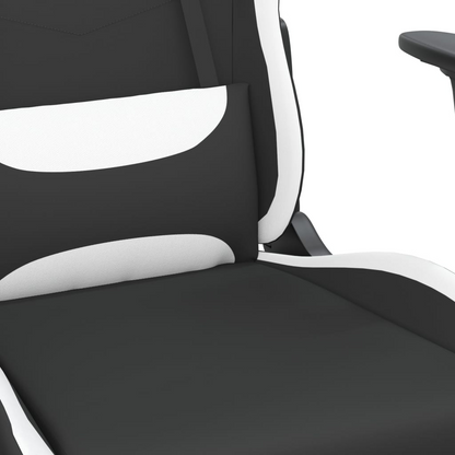 vidaXL Gaming Chair with Footrest - Black & White Fabric - Ergonomic & Adjustable - BEYRUN