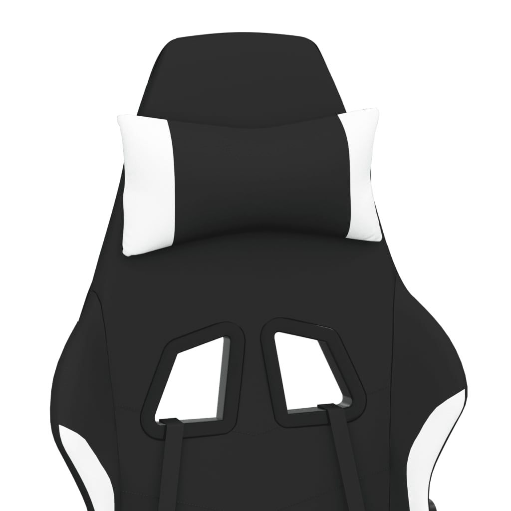 vidaXL Gaming Chair with Footrest - Black & White Fabric - Ergonomic & Adjustable - BEYRUN