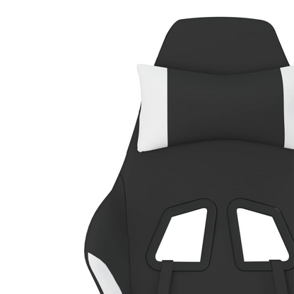 vidaXL Gaming Chair with Footrest - Black & White Fabric - Ergonomic & Adjustable - BEYRUN