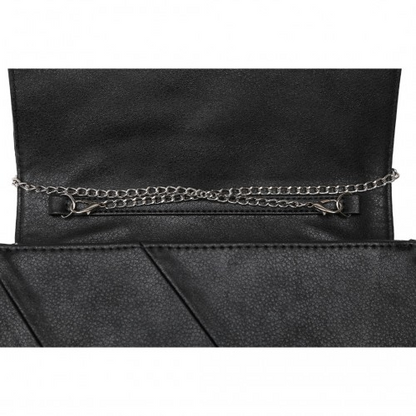 Miss Lulu Stylish Black Twill Clutch - Elegant Retro Chic Leather Chain Evening Bag for Formal Events - BEYRUN