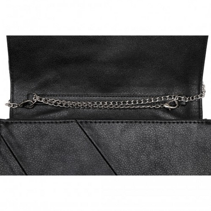 Miss Lulu Stylish Black Twill Clutch - Elegant Retro Chic Leather Chain Evening Bag for Formal Events - BEYRUN