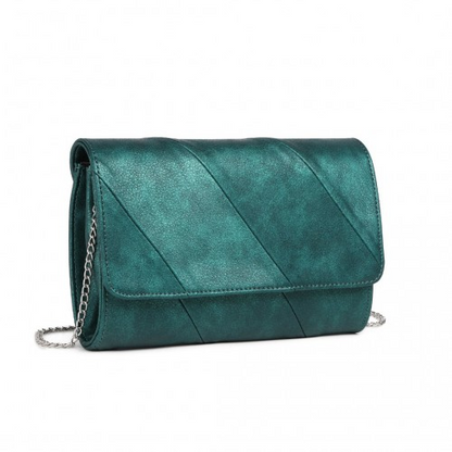 Miss Lulu Elegant Green Twill Clutch Leather Chain Evening Bag - Versatile Handbag for Formal & Casual Occasions - BEYRUN