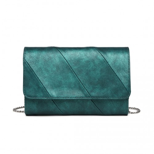 Miss Lulu Elegant Green Twill Clutch Leather Chain Evening Bag - Versatile Handbag for Formal & Casual Occasions - BEYRUN