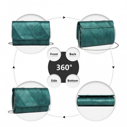 Miss Lulu Elegant Green Twill Clutch Leather Chain Evening Bag - Versatile Handbag for Formal & Casual Occasions - BEYRUN