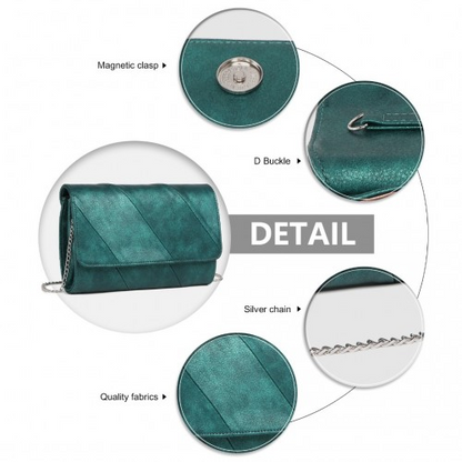 Miss Lulu Elegant Green Twill Clutch Leather Chain Evening Bag - Versatile Handbag for Formal & Casual Occasions - BEYRUN