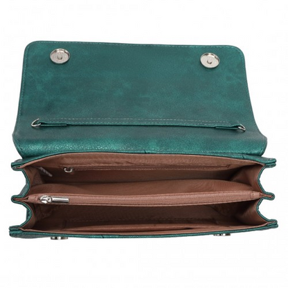 Miss Lulu Elegant Green Twill Clutch Leather Chain Evening Bag - Versatile Handbag for Formal & Casual Occasions - BEYRUN