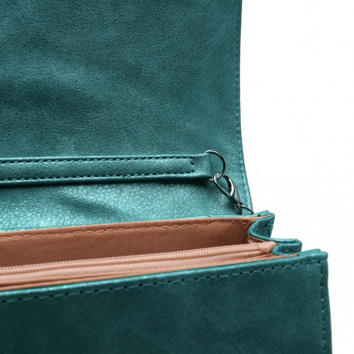 Miss Lulu Elegant Green Twill Clutch Leather Chain Evening Bag - Versatile Handbag for Formal & Casual Occasions - BEYRUN