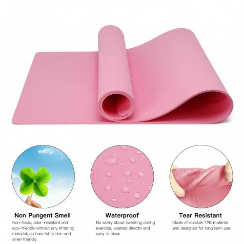 Yoga-1 Kono TPE Non-slip Classic Yoga Mat - Pink | Eco-friendly, Non-Slip, Lightweight & Comfortable - BEYRUN