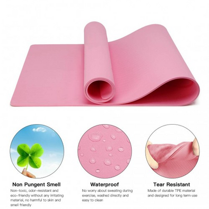 Yoga-1 Kono TPE Non-slip Classic Yoga Mat - Pink | Eco-friendly, Non-Slip, Lightweight & Comfortable - BEYRUN