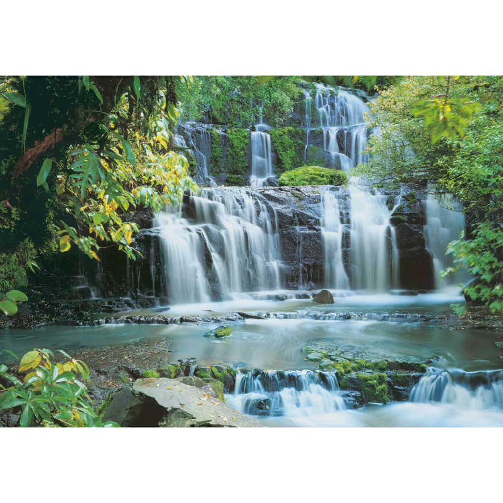 Komar Photo Mural Pura Kaunui Falls 368x254 cm - Stunning New Zealand Waterfall Wallpaper with Paste Included - BEYRUN