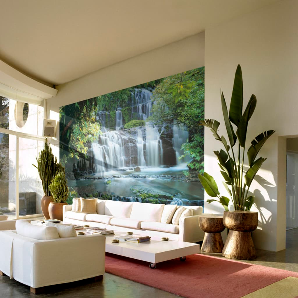 Komar Photo Mural Pura Kaunui Falls 368x254 cm - Stunning New Zealand Waterfall Wallpaper with Paste Included - BEYRUN