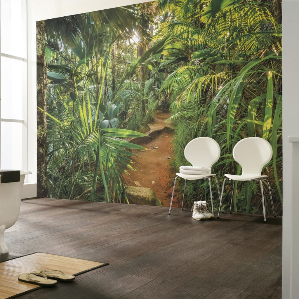 Komar Photo Mural Jungle Trail - Large 368x254 cm | Green Jungle Vivid Wall Décor with Easy Installation & Paste Included - BEYRUN