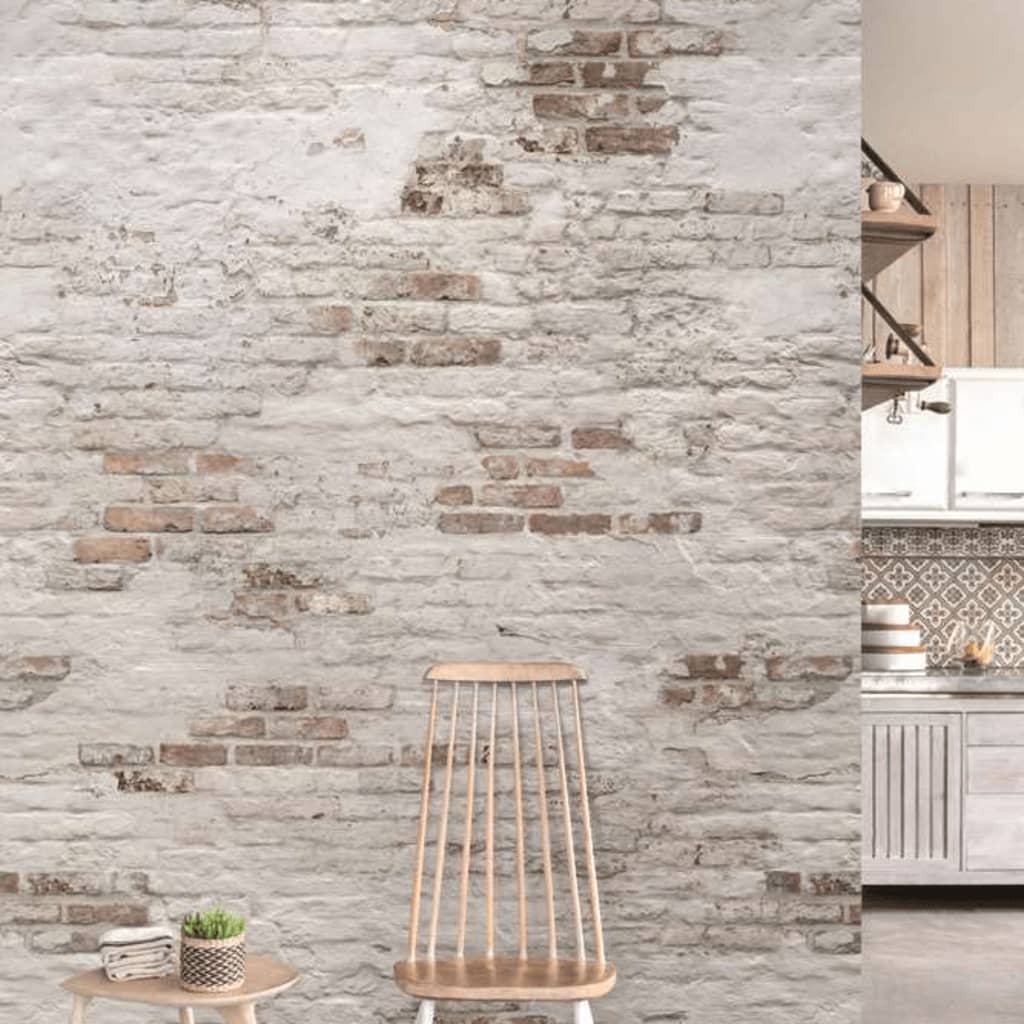 DUTCH WALLCOVERINGS Old Brick Wall Photo Mural | Rustic Beige & Brown Wallpaper | Easy to Apply & Remove | 159cm x 280cm - BEYRUN