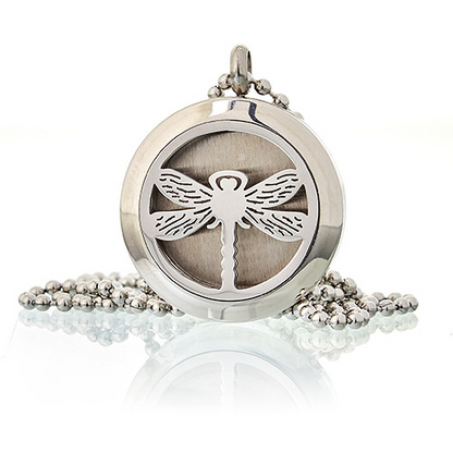 Dragonfly 25mm Aromatherapy Diffuser Necklace | Stainless Steel Locket with 10 Color Pads - BEYRUN