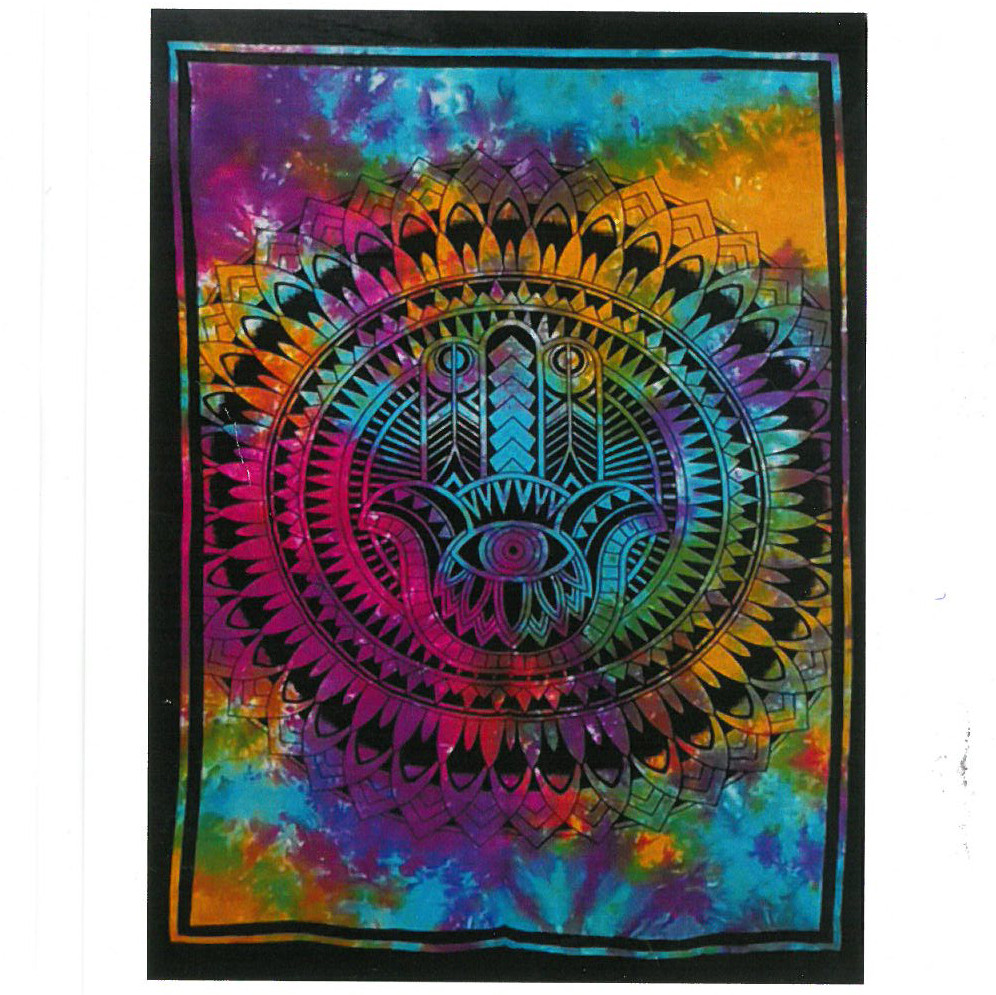 Vibrant Cotton Wall Art - Hamsa Hand | Ancient Indian Design - BEYRUN