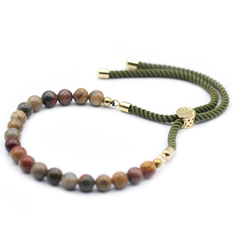 18K Gold Plated Gemstone Moss String Bracelet