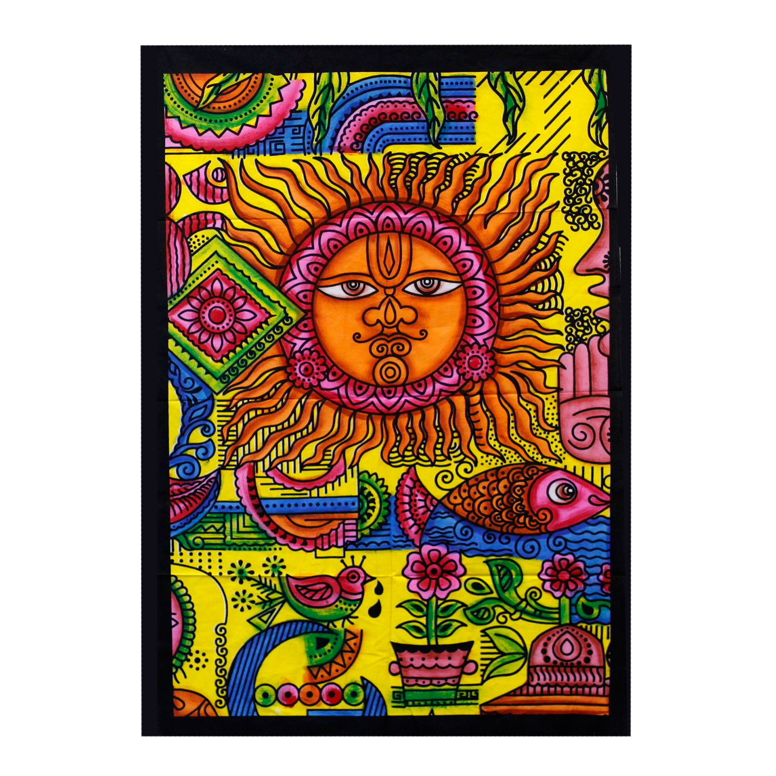 Handbrushed Cotton Wall Art - Sun | Vibrant Home Décor | 115cm x 75cm - BEYRUN