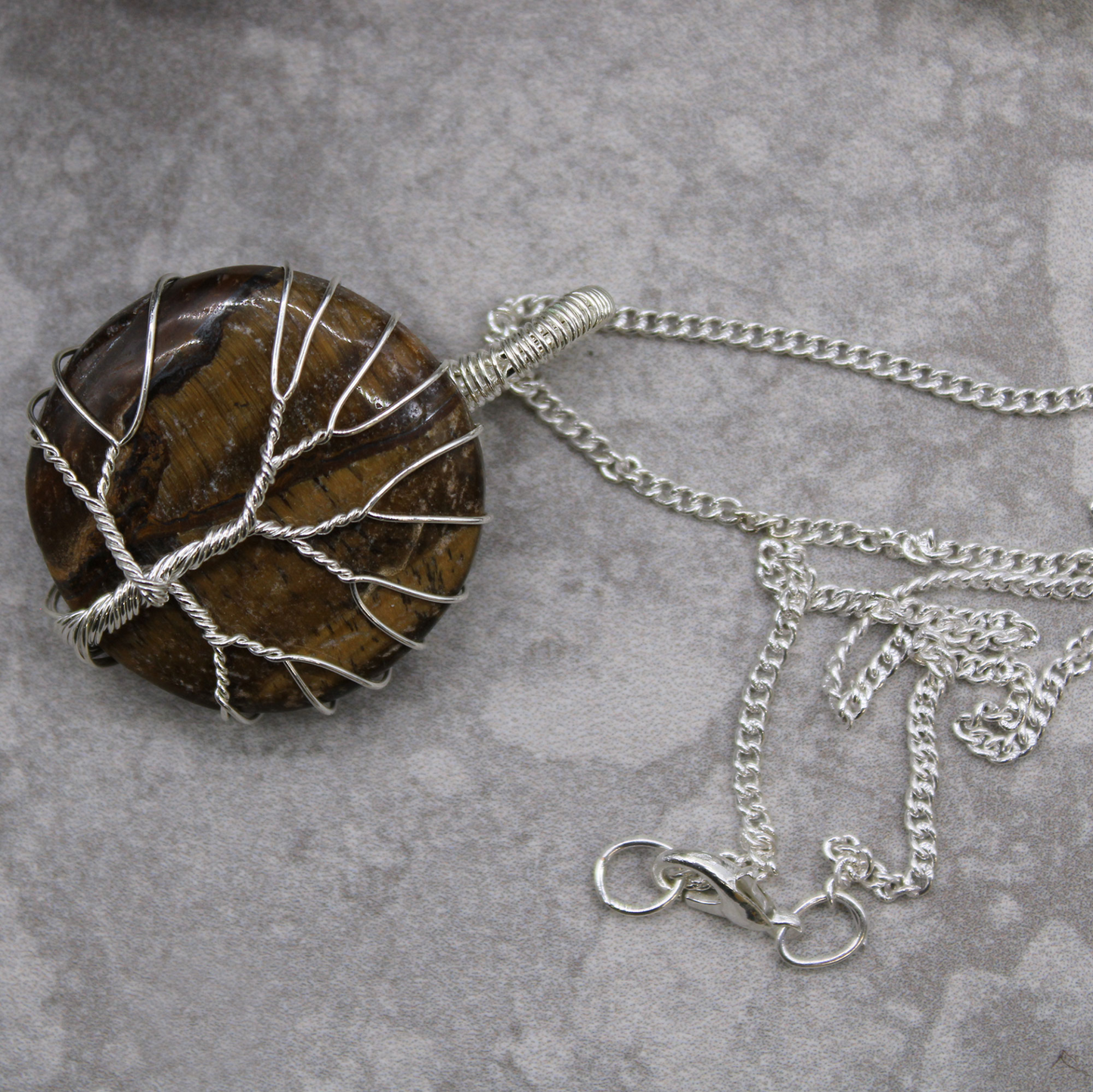 Tree of Life Gemstone Necklace - Tiger Eye | Natural Luck & Success Amulet - BEYRUN