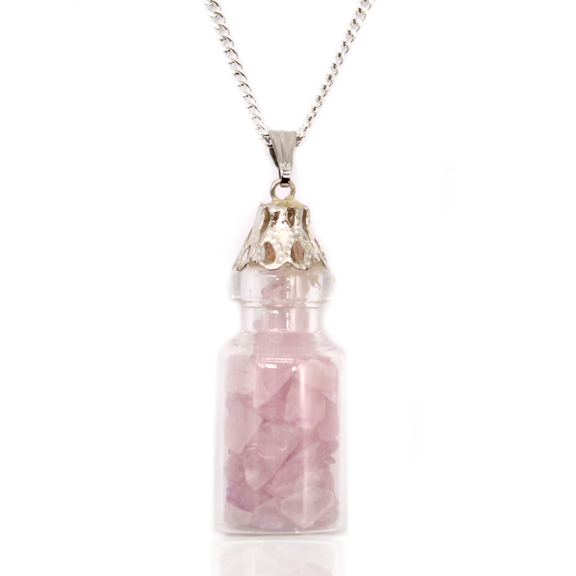 Enchanting Bottled Gemstones Necklace - Rose Quartz | Perfect Gift for Her - BEYRUN