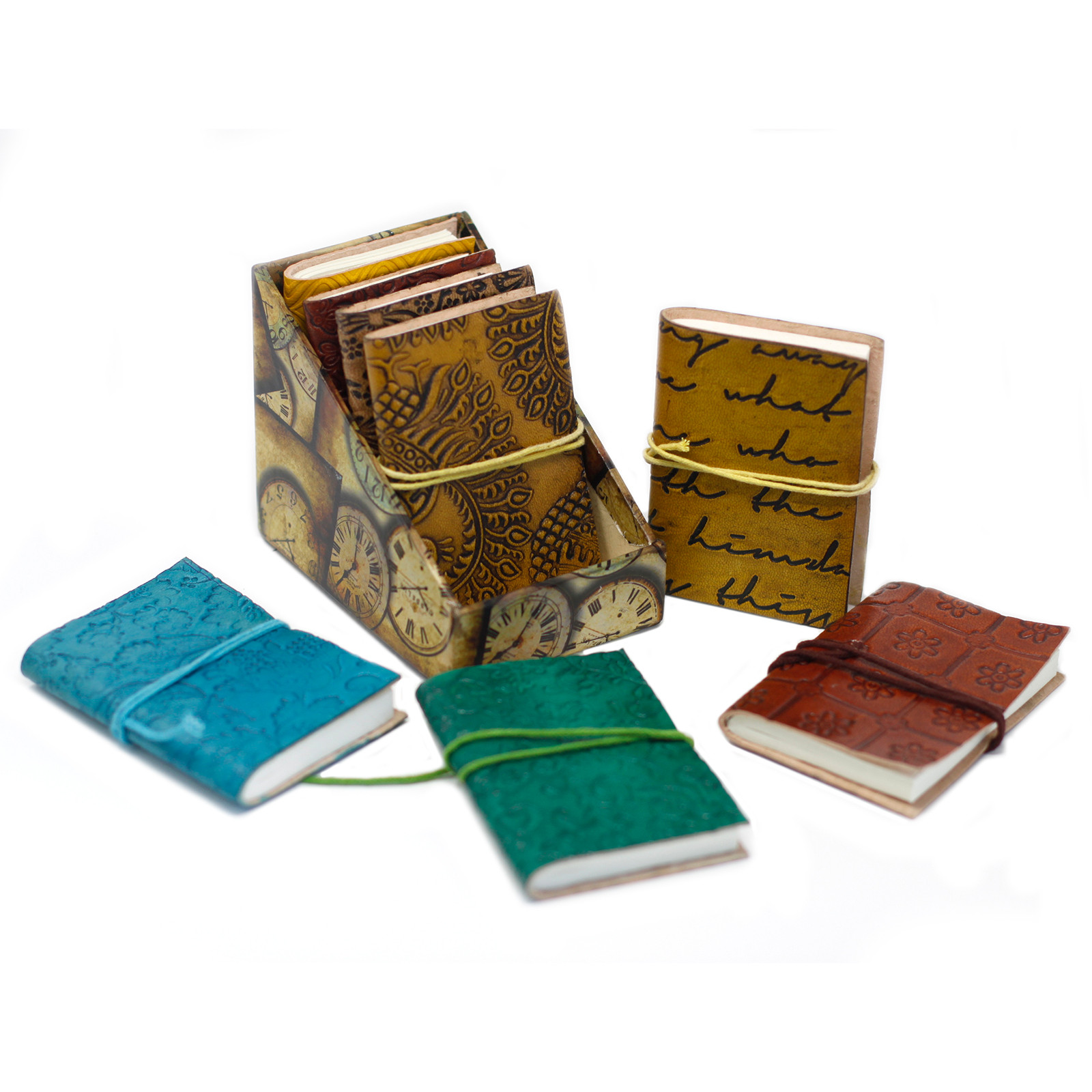 Mini Assorted Leather Notebook (4x3") - Perfect Pocket-Sized Journal Notebooks with Unique Designs - BEYRUN