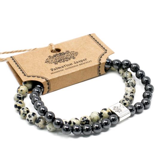 Magnetic Gemstone Bracelet - Dalmation Jasper - BEYRUN