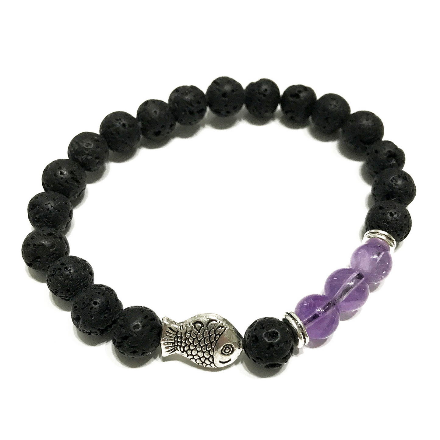 Elegant Fish Amethyst Lava Stone Bracelet | Aromatherapy Jewelry - Perfect Blend of Fashion and Wellness - BEYRUN