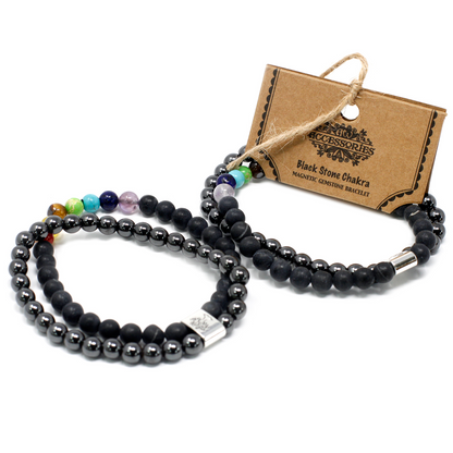 Magnetic Gemstone Bracelet - Black Stone Chakra - BEYRUN