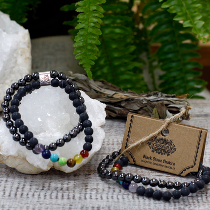 Magnetic Gemstone Bracelet - Black Stone Chakra - BEYRUN