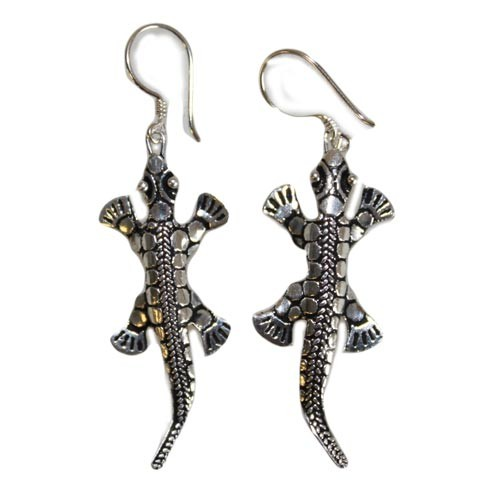 Exquisite 925 Sterling Silver Lizard Earrings - Handcrafted Perfection from Thailand