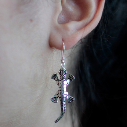 Exquisite 925 Sterling Silver Lizard Earrings - Handcrafted Perfection from Thailand