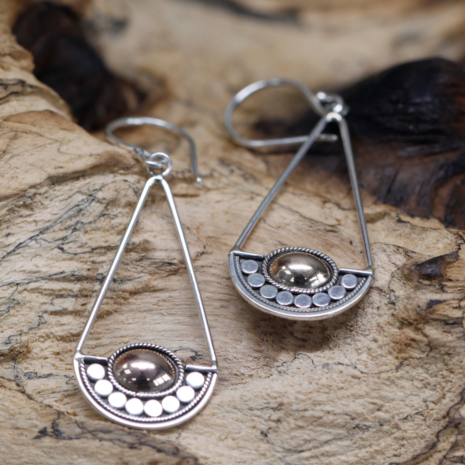 Silver & Gold Earring - Luna Balance | Ethically Sourced Elegant Jewelry - BEYRUN