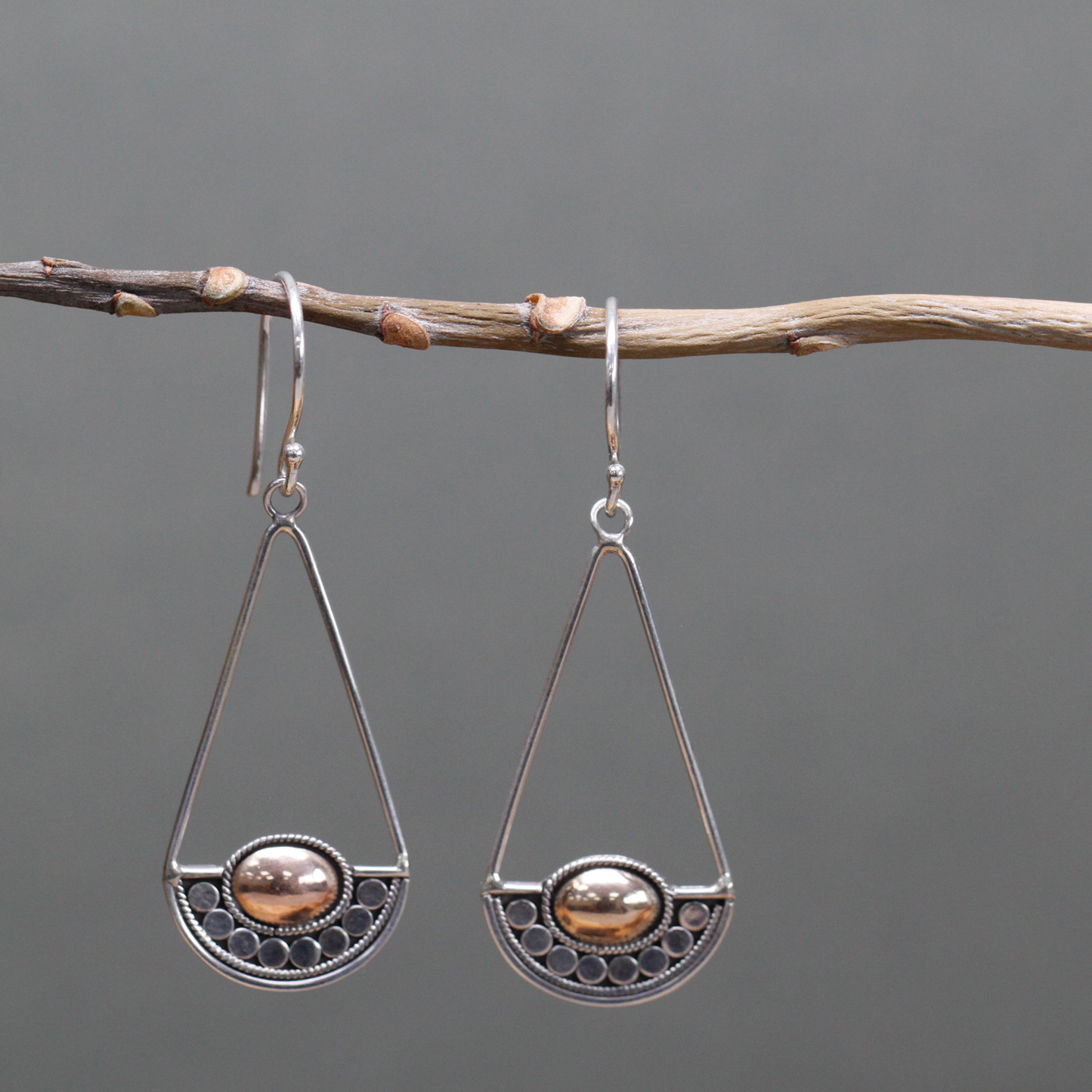 Silver & Gold Earring - Luna Balance | Ethically Sourced Elegant Jewelry - BEYRUN