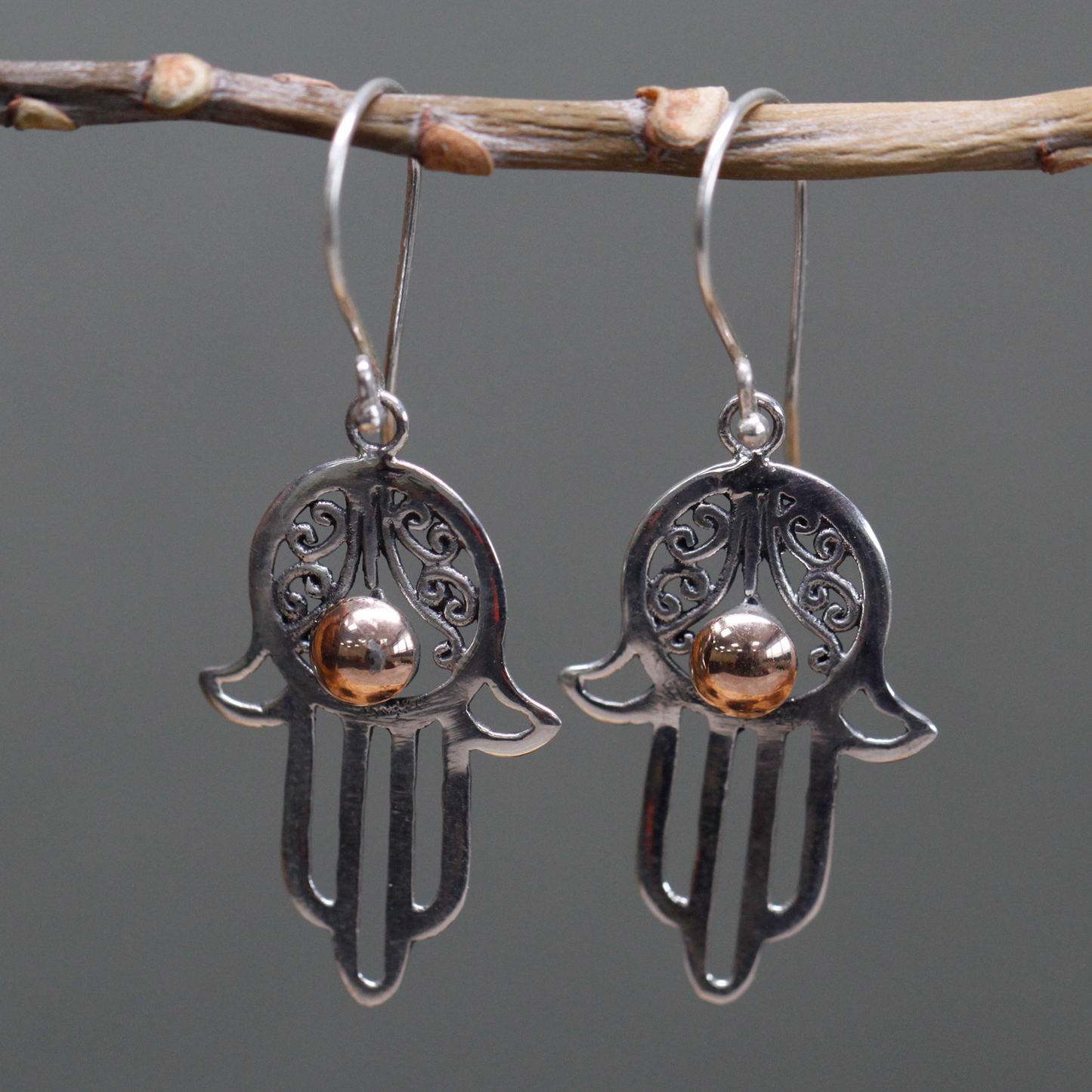 Silver & Gold Earring - Hamsa | Ethically Sourced, Exquisite Design - BEYRUN